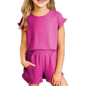 blibean Girls Summer Clothes Sets Kids Ruffled Matching Outfits Size 6-15 Years in Saudi Arabia