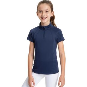 JOCMIC Girls Equestrian Shirt Short Sleeve Quick Dry Horse Riding Shirts Half Zip Horseback Show Shirt in Kuwait