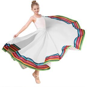 Girls Lyrical Dance Skirt - Chiffon Swing Long Skirt for Mexican & Flamenco Dance in Kuwait