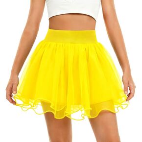 Girls' Mesh Pleated Tutu Skirts (1-14Y) - Solid Dance Party Short Skirt, Fluffy Layered Skirt for Ballet Practice in Saudi Arabia