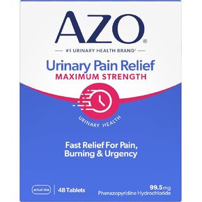AZO Urinary Pain Relief Maximum Strength | Fast relief of UTI Pain, Burning & Urgency | Targets Source of Pain | #1 Most Trusted Brand | 24 Tablets in Saudi Arabia