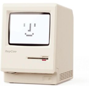 ساعة منبه RayCue Maclock WB-8 Retro Pixel - ساعة مكتب USB مستوحاة من الكمبيوتر عام 1984 مع شاشة عرض بكسل، وأجهزة إنذار متعددة وسطوع قابل للتعديل | تقويم Maclock، درجة الحرارة، هدية تقنية قديمة فريدة من نوعها in Kuwait