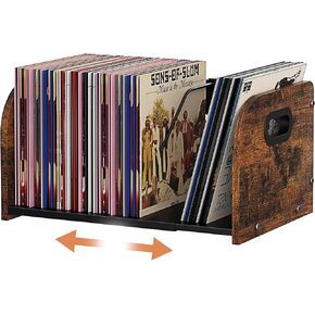 2-Tier-Vinyl-Record-Storage-Holder With Dividers, 200 LPs Albums Storage Rack Shelf, Steel Music Records Display Shelf Organizer For Book, Magazine, Files in Kuwait