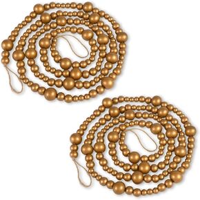 قطعتان من الخرز الخشبي لعيد الميلاد، إكليل بطول 24 قدمًا، خرز خشبي، إكليل بوهو لشجرة عيد الميلاد، عيد الميلاد العتيق، مزرعة ريفية، خرزة يدوية معلقة، زينة للعطلات (12 قدمًا/قطعة واحدة) in Kuwait