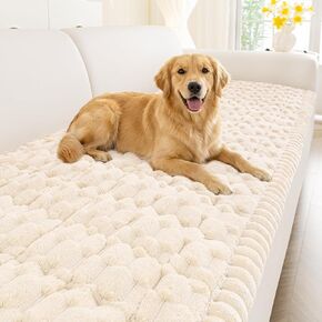 Smiry Couch Covers for Dogs Washable, Non Slip Fuzzy Pet Couch Covers for Sofa, Soft Thick Sofa Slipcovers Furniture Protector Pet Friendly (Cream, 27.6" x 59") in Saudi Arabia