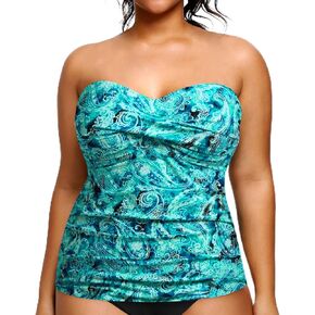 Aqua Eve Plus Size Tankini Top Only Bandeau Swim Top Strapless Swimsuit Top Tummy Control Bathing Suit Top No Bottom in Kuwait