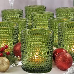 24 قطعة من حوامل شموع نذرية كهرمانية للطاولة، 2 × 2.5 بوصة من الزجاج العتيق شموع صغيرة لإضاءة الشاي لديكور المنزل، حامل شموع تيلايت لتزيين تحف الزفاف ودش الطفل in Kuwait