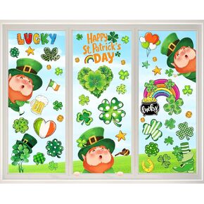 ملصقات نافذة لعيد القديس باتريك لتزيين الزجاج، ملصقات نافذة لطيفة لعيد القديس باتريك، ملصقات كبيرة للحظ السعيد، ملصقات شامروك لباب الربيع، ديكور نافذة الحائط in Kuwait
