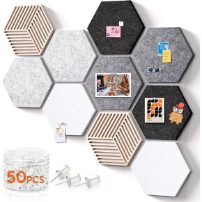 Hexagon Cork Boards for Walls Decor 10 Pack Cork Bulletin Board Tiles with 50 Pins,Pin Board for Office & Home for Notes Photos and DIY Classroom Decor in Saudi Arabia