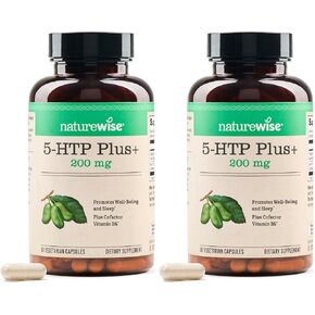 NatureWise 5 HTP 100mg, 5 HTP Supplement w/Vitamin B6, from Griffonia Seeds - Mood Support Supplement, Natural Sleep Aids for Adults - Delayed Release Capsule, Vegan - 120 Count[2-4 Month Supply] in Saudi Arabia