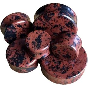 PAIR of Mahogany Obsidian Organic Stone Plugs Gauges - up to 38mm available! in Saudi Arabia