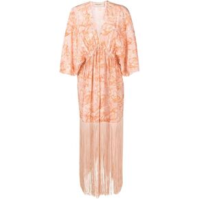 ADRIANA DEGREAS Sea Bubbles Long Robe With Fringes in Saudi Arabia