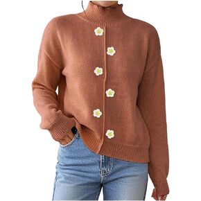 المرأة الياقة المدورة سترة طويلة الأكمام مضلع مكتنزة متماسكة الخريف البلوز سترة علوية الأزهار التطريز لطيف البلوزات in Kuwait