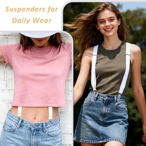 3PCS Thin Y Back Ladies Suspenders for Women Pants Under Clothes, Women Suspenders Hidden, Adjustable for Jeans Undergarment (Black, Gray, Skin Tone) in Saudi Arabia