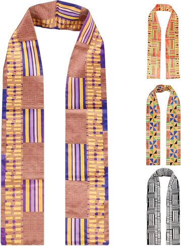 African Kente Print Stole Sash, Kente Cloth Scarves, Unisex African Scarf for Black History Month & Kwanzaa in Saudi Arabia