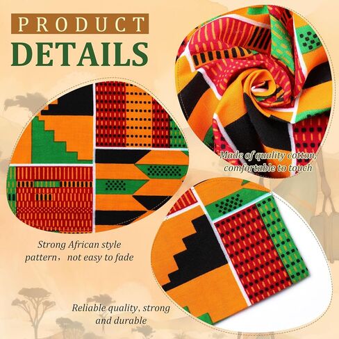 Jeyiour African Kente Scarf Unisex African Print Stole Sash Cloth Scarf for Black History Month 5.7 x 70 Inch in Saudi Arabia