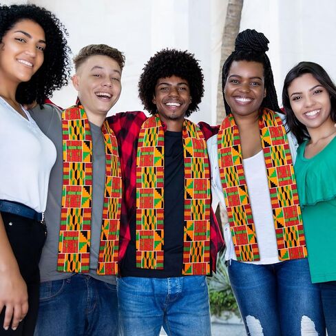 Jeyiour African Kente Scarf Unisex African Print Stole Sash Cloth Scarf for Black History Month 5.7 x 70 Inch in Saudi Arabia