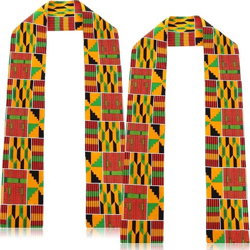 Jeyiour African Kente Scarf Unisex African Print Stole Sash Cloth Scarf for Black History Month 5.7 x 70 Inch in Saudi Arabia