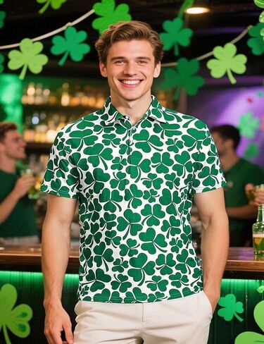 قميص رجالي بأكمام قصيرة من St. Patrick's Day Shamrock Polo Irish Clover Golf in Kuwait
