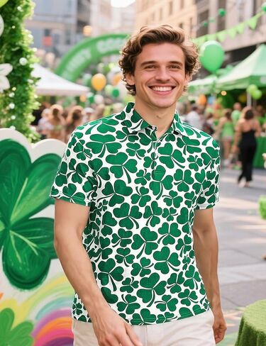 قميص رجالي بأكمام قصيرة من St. Patrick's Day Shamrock Polo Irish Clover Golf in Kuwait
