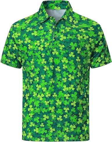 قميص رجالي بأكمام قصيرة من St. Patrick's Day Shamrock Polo Irish Clover Golf in Kuwait