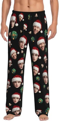 Custom Pajama Pants With Photo Customized Funny Pajamas Pants Personalized Unisex PJ Bottoms in Saudi Arabia