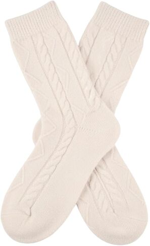 Karen Thomas 100% Pure 3ply Cashmere Softest Sleep Socks Cozy Cable Knit Luxury Fashion in Saudi Arabia