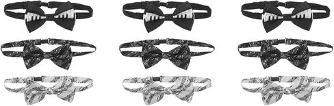 LUOZZY 9 Pcs Music Note Bow Tie Set with Piano Key Design Pre-tied Fabric Accessories for Wedding Party Halloween Performers in Saudi Arabia