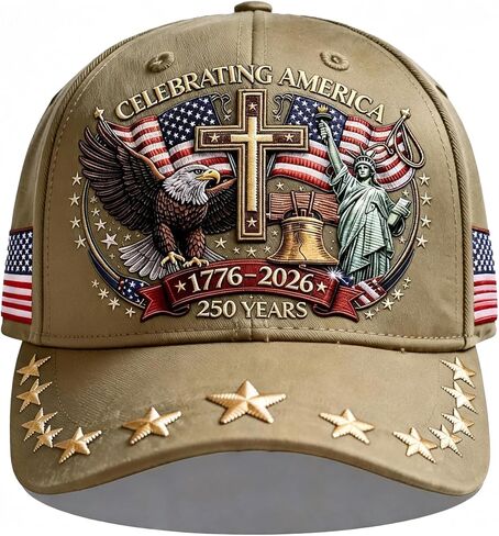 250 Anniversary USA Hat American 250th Eagle & Liberty & Cross Patriotic Printed Pattern Baseball Cap for Men Women in Saudi Arabia