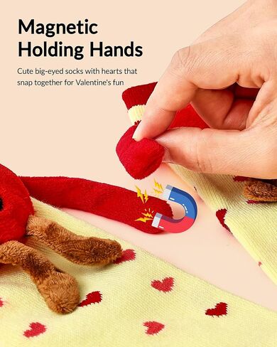 Belloxis 2-Pack Valentine’s Day Magnetic Heart Socks for Kids, Cute Hand-Holding Cotton Crew Socks Gifts in Saudi Arabia
