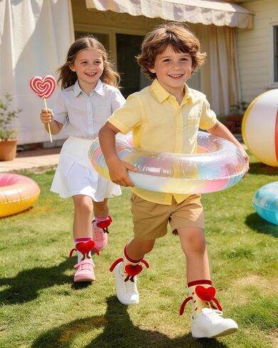 Belloxis 2-Pack Valentine’s Day Magnetic Heart Socks for Kids, Cute Hand-Holding Cotton Crew Socks Gifts in Saudi Arabia