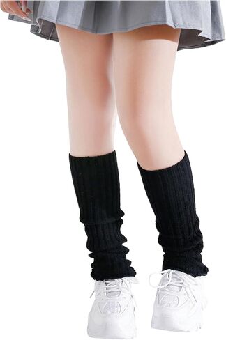 Floerns Girl's Y2K Cable Knit Leg Warmers Lettuce Trim Ribbed Cute Stacked Boot Socks in Saudi Arabia