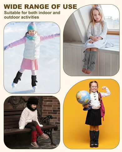 3 Pairs Winter Fleece Lined Leg Warmers for Kids Girls Knitted Long Leg Warmers Cute Boot Socks for Xmas Gift in Saudi Arabia