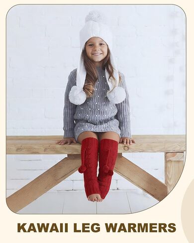 3 Pairs Winter Fleece Lined Leg Warmers for Kids Girls Knitted Long Leg Warmers Cute Boot Socks for Xmas Gift in Saudi Arabia