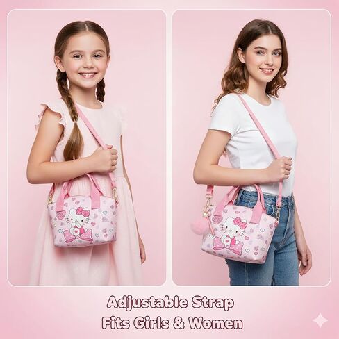 ratote Cute Pink Mini Purse for Girls, Canvas Stuff Wallet and Small Crossbody Bag in Saudi Arabia