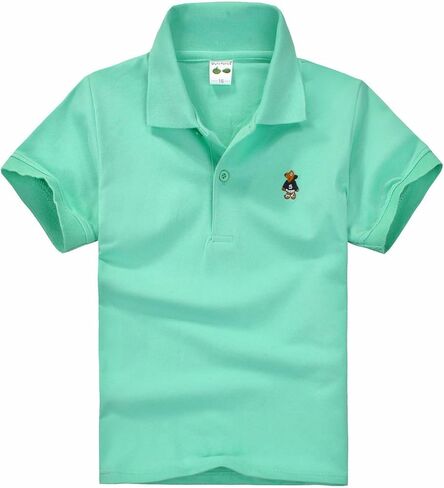 Boys School Uniform Polo Shirts Cute Cartoon Animals Embroidery T Shirt Short Sleeve 100th Day of School Shirts in Saudi Arabia