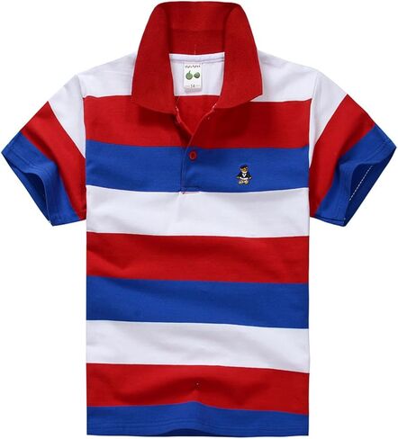 Boys School Uniform Polo Shirts Cute Cartoon Animals Embroidery T Shirt Short Sleeve 100th Day of School Shirts in Saudi Arabia