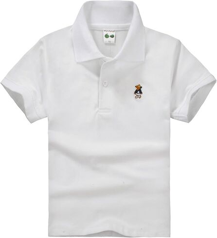 Boys School Uniform Polo Shirts Cute Cartoon Animals Embroidery T Shirt Short Sleeve 100th Day of School Shirts in Saudi Arabia