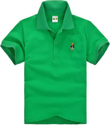 Boys School Uniform Polo Shirts Cute Cartoon Animals Embroidery T Shirt Short Sleeve 100th Day of School Shirts in Saudi Arabia