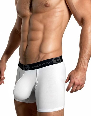 Wildmant Big Boy Pouch 5" Inseam Cotton Boxer Brief White in Kuwait