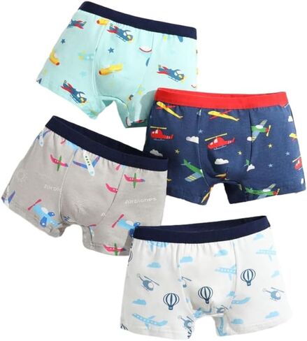 Boys Underwear Toddler Cartoon Print Soft Breathable Elastic Cotton Boyshort Panties 4 Pack in Saudi Arabia