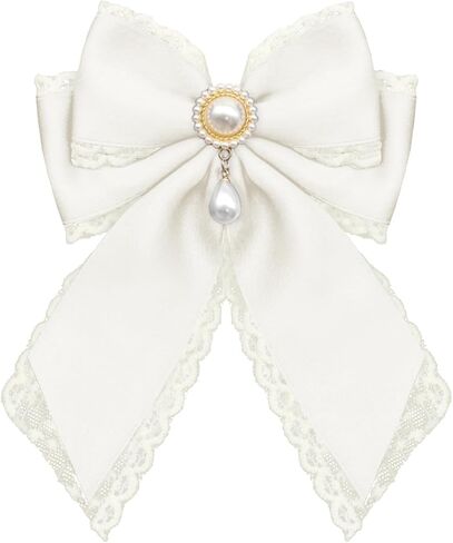 Mantieqingway Lace Womens Bow Ties, Pre-Tied Bow Tie for Women with Pearl Girls Bowtie for Dress Shirt Uniform Banquet Prom in Saudi Arabia
