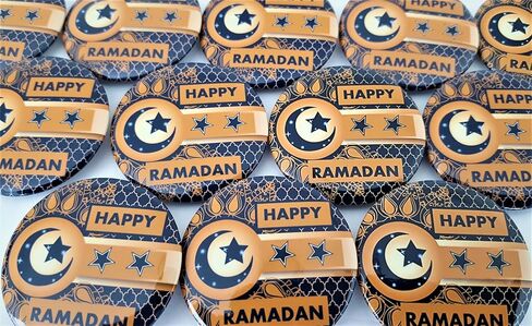 Happy Ramadan Button Pins Gold [Pack] Ramadan Mubarak Novelty رمضان مبارك Ramadan Decor Wholesale Islamic Gifts Arab Fanoos Muslim Lantern Holy Kabba Quran Allah Islamic Gifts 123 in Saudi Arabia