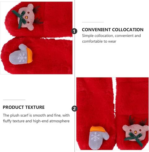 LIFKOME Christmas Plush Cross Scarf Winter Neck Warmer Red Soft Cartoon Scarf for Boys and Cold Weather in Saudi Arabia