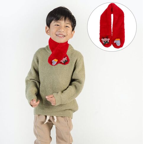 LIFKOME Christmas Plush Cross Scarf Winter Neck Warmer Red Soft Cartoon Scarf for Boys and Cold Weather in Saudi Arabia