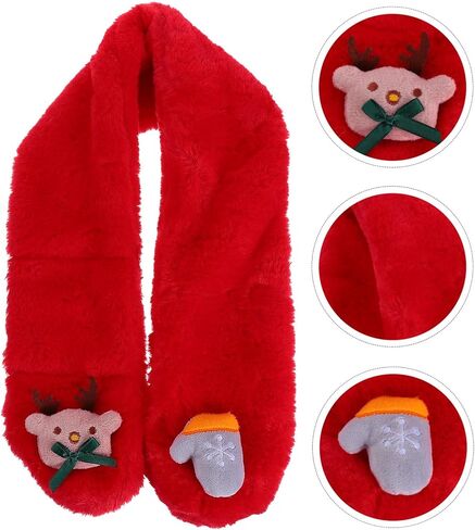LIFKOME Christmas Plush Cross Scarf Winter Neck Warmer Red Soft Cartoon Scarf for Boys and Cold Weather in Saudi Arabia