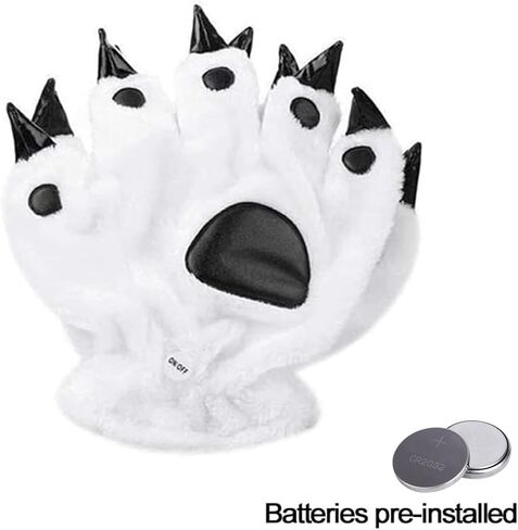 Luwint LED Finger Flashing Bear Paw Gloves Novelty Lights Up Glow Blink Show Prop Toy for Werewolf Cat Monster Costume (Large) in Saudi Arabia