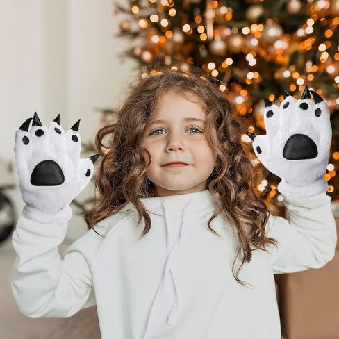 Luwint LED Finger Flashing Bear Paw Gloves Novelty Lights Up Glow Blink Show Prop Toy for Werewolf Cat Monster Costume (Large) in Saudi Arabia