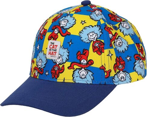 قبعة بيسبول The Cat in The Hat Thing 1 & Thing 2 للأطفال الصغار باللونين الأزرق والأصفر ذات مربعات قابلة للتعديل in Kuwait