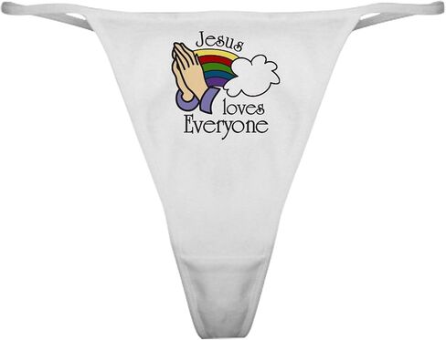 CafePress Jesus يحب الجميع ملابس داخلية كلاسيكية رفيعة، سراويل داخلية نسائية in Kuwait